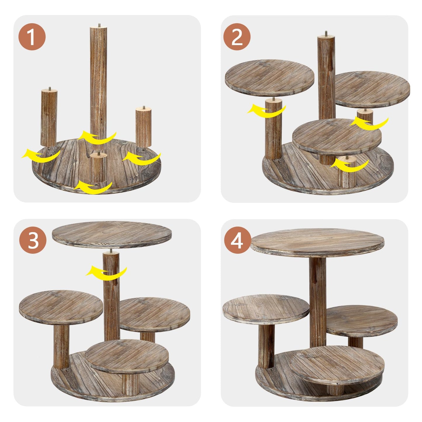 SwallowLiving 5 Tier Round Cupcake Tower Stand for 60 Cupcakes Wooden Cake Stands Farmhouse Tiered Tray Decor Cupcake Display for Birthday Graduation Baby Shower Tea Party and Wedding