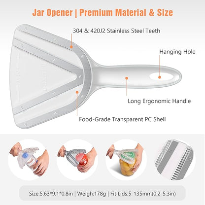 Uinxan Jar Opener for Weak Hands & Seniors with Arthritis - Handheld Manual | Effortlessly Opens Stubborn Screw Lids & Bottle Caps. 304 Stainless Steel. Durable. Patented Kitchen Gadget (Black)
