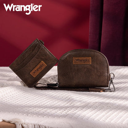 Wrangler KeyChain Wallet Wristlet Wallets for Women Dual Pouch Wristlet with Zipper Womens Credit Card Holder Wallet