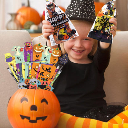 WOONOO 200PCS Halloween Party Favors for Kids Stationery Set, 30 PACK Assorted Halloween Goodie Bag Stuffers, Bulk Halloween Treats Bags for Trick or Treat Pencils Erasers Rulers