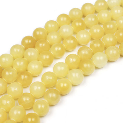 MJDCB Natural Yellow Marble Jade Round Stone Beads for Jewelry Making DIY Bracelet Necklace (8mm)