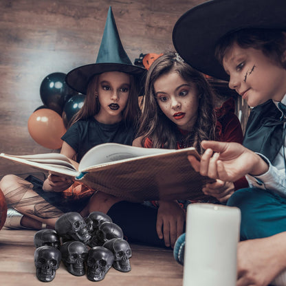 Yalikop 9 Pcs Halloween Skull Figurine 2.4 Inch Skeleton Head Table Decor Figurines Skulls Heads Halloween Prank Props for DIY Crafts Home Decoration Party Favors Gift Filling Ornament