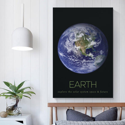 LGDSBHH Minimalist Earth Solar System Canvas Wall Art - Educational Space Planet Poster - Science Classroom & Kids Bedroom Decor - 12x18 Inch (Unframed)