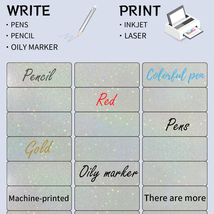 STARLIBOO Transparent Stickers Labels -1" x 2-5/8" Clear Address Labels Mailing Stickers for Laser/Inkjet Printer 8.5"×11"- 20 Sheet (Clear Holographic Star)