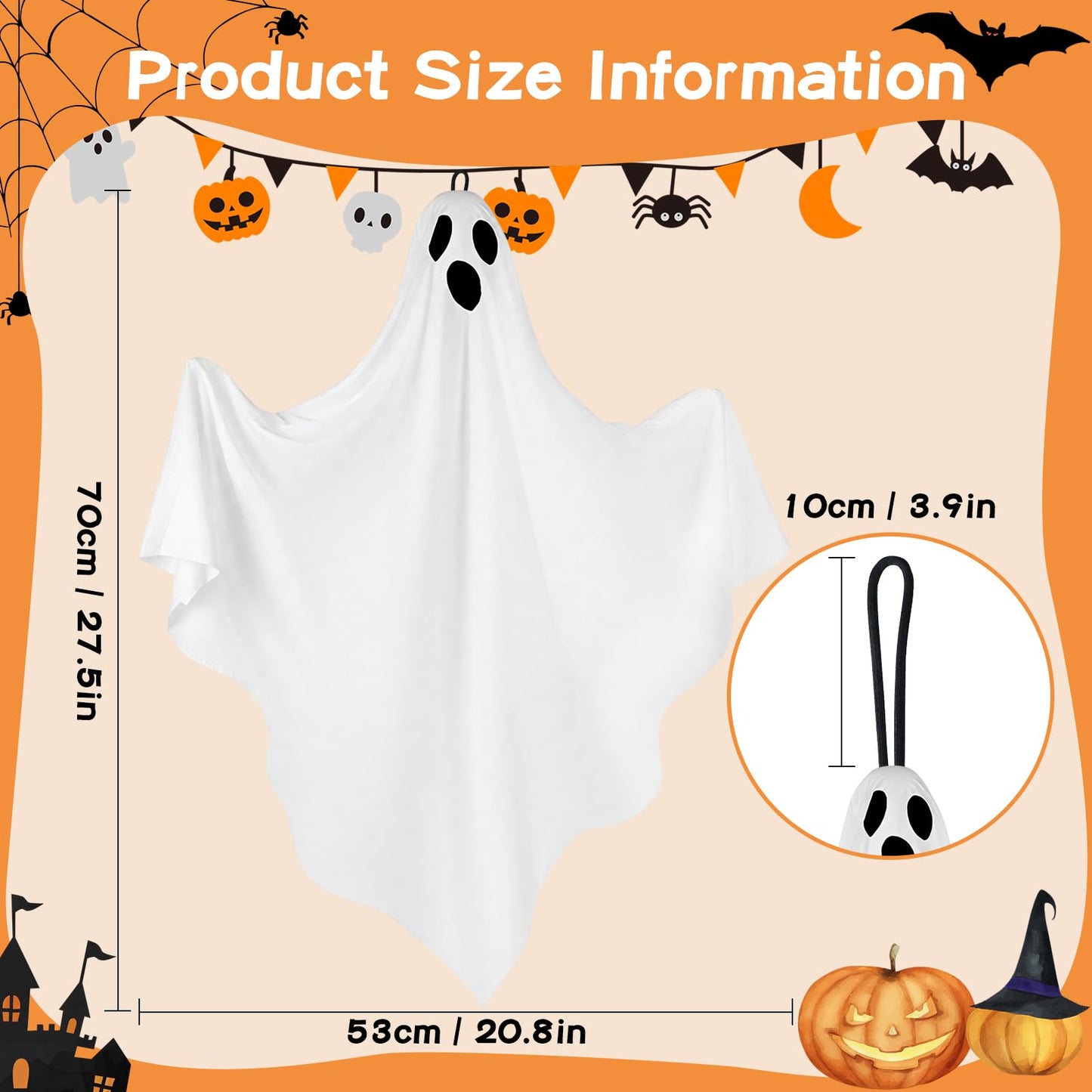 6 Pack Halloween Hanging Ghosts, Cute Flying Ghost Decorations, Outdoor Hanging Ghosts, Halloween Outdoor Decorations for Home, Front Yard, Tree, Porch, Patio, Lawn, Garden, Party & Holiday