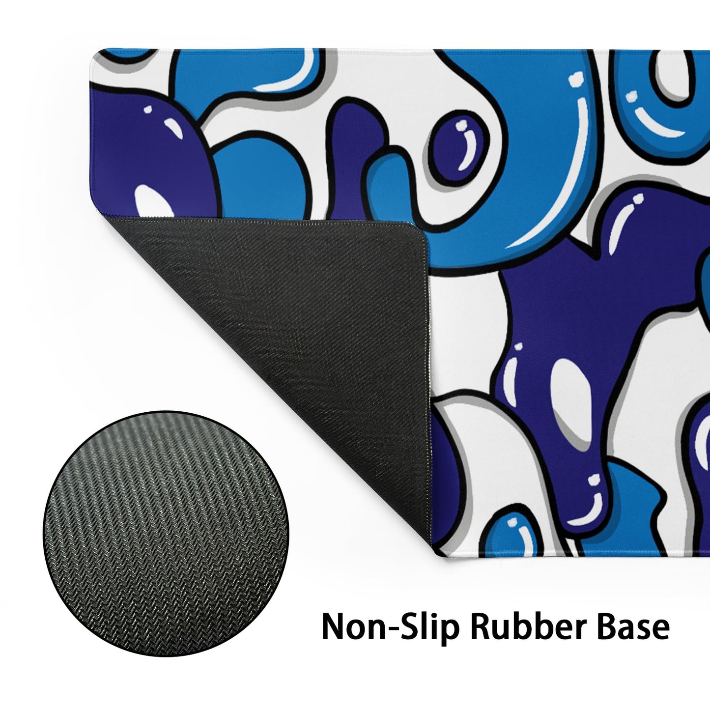 Navy Blue White Gaming Mouse Pad XL 31.5”x11.8” Anime Cool Desk Pad Geometric Japanese Desk Mat Non-Slip Rubber Base Stitched Edge Extended Keyboard PC Computer Pad Gaming for Home Office Work Desktop