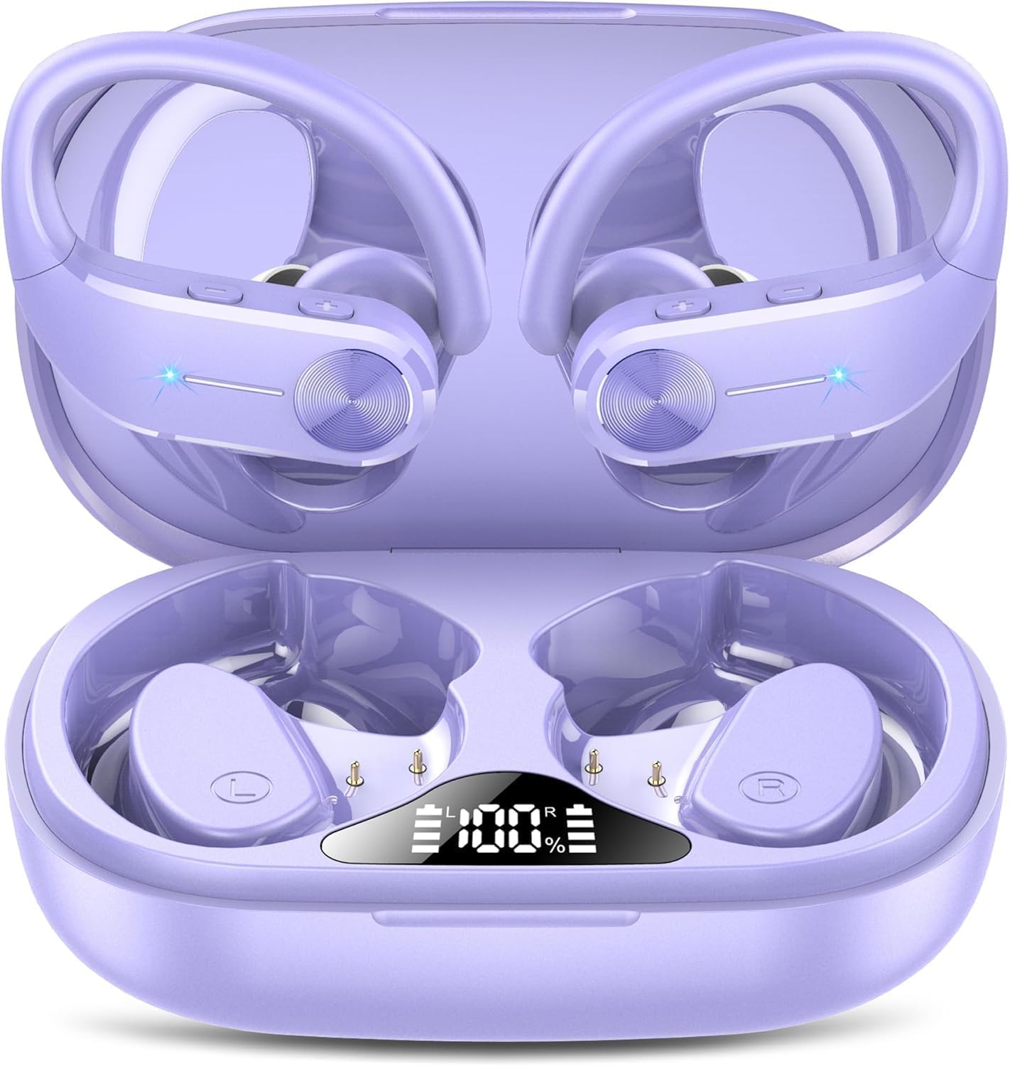 Ear buds Wireless Bluetooth Earbuds 2025 NEW Bluetooth 5.3 Sport Headphones 68Hrs Playtime with LED Display Powerful Bass Over Ear Earphones with Earhooks IP7 Waterproof USB C for Workout/Running