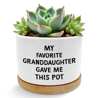 ROXMART Grandparents Gifts from Granddaughter Plant Pots, Grandma and Grandpa Gifts Succulent Planters, Gift for Grandparents Ceramic Plant Flower Pots for Home Office Desk Table Shelf(No Plants)