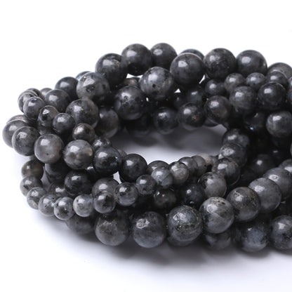 8MM Black Larvikite Round Loose Beads Natural Gem Beads Crystal Energy Stone Beads for Jewelry Making DIY Bracelet Necklace
