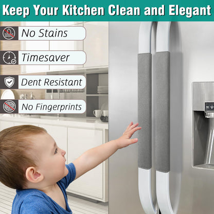 Refrigerator Door Handle Covers, Set of 6, Non-Slip Fridge Handle Covers, Washable Appliance Handle Covers, Keep Your Kitchen Clean, Freezer Microwave Oven Dishwasher Handle Protector(Gray)