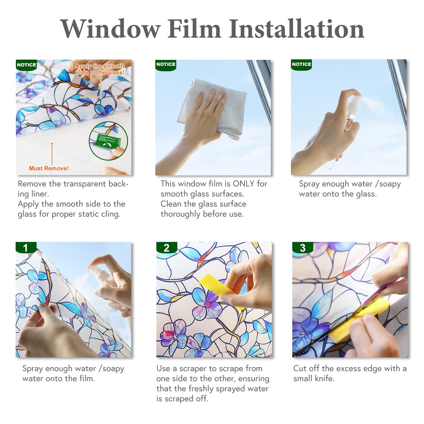 SOMWISE Rainbow Window Privacy Film,Heat Control,UV Blocking,Anti-Glare,Day & Night Privacy Protection & Decoration for Home, Bathroom,Glass Door,Static Cling,Renter-Friendly with Installation Tools