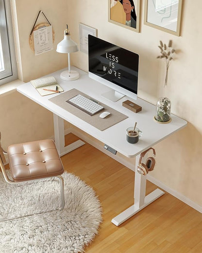 CubiCubi Electric Standing Desk, 48 x 24 Inches Height Adjustable Sit Stand Desk, Ergonomic Home Office Computer Workstation, White