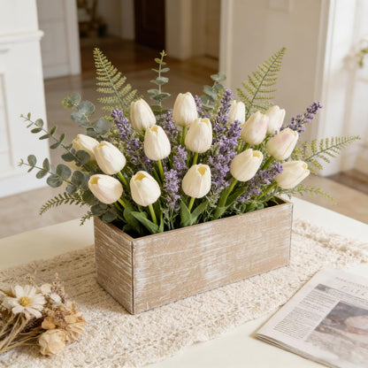 LIUXINJIAN-RHX Wood Boxes for Centerpieces 12x4 Inch Rectangle Wooden Planter Box Rustic Wood Planter with Removable Plastic Liner Floral Foam Blocks for Centerpieces Home Wedding Garden Decor (4)
