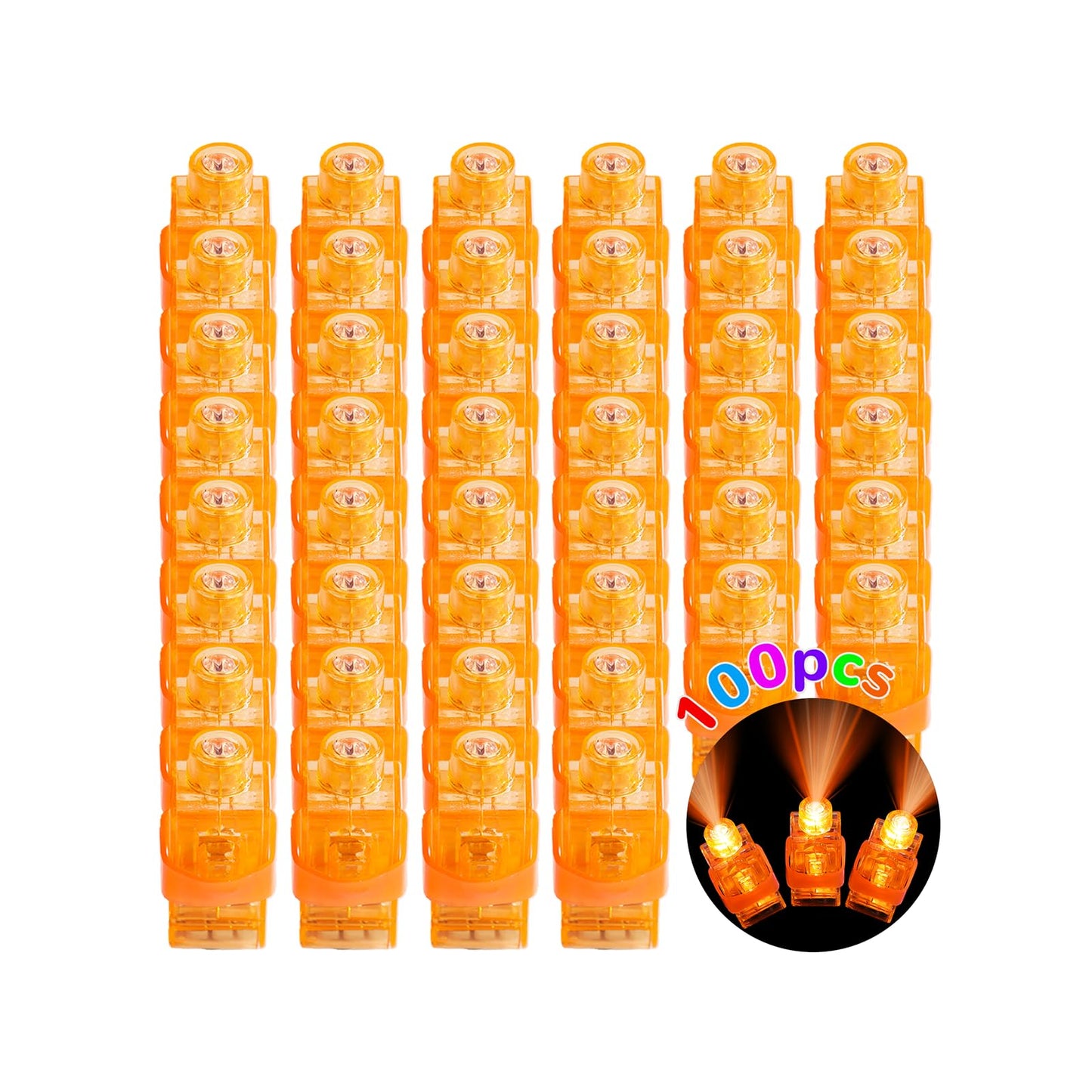 Mikulala 100pcs Finger Lights, Glow in the Dark Orange Flashlights Party Supplies, Halloween Party Favors for Kids, Goodie Bag Stuffers Classroom Prizes Carnival Birthday Concert Accessories