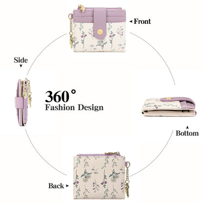 GAEKEAO Small Wallet for Women RFID Blocking Bifold Card Holder Vegan Leather with Zipper Coin Pocket, ID Window, Keychain