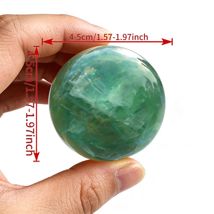 Aiercrystal Natural Stone Crystal Sphere Feng Shui Home Decoration Ball Positive Energy Scrying Orb for Meditation Tool for Spiritual Space Purification Globe Diameter 4-5cm Green Fluorite Sphere