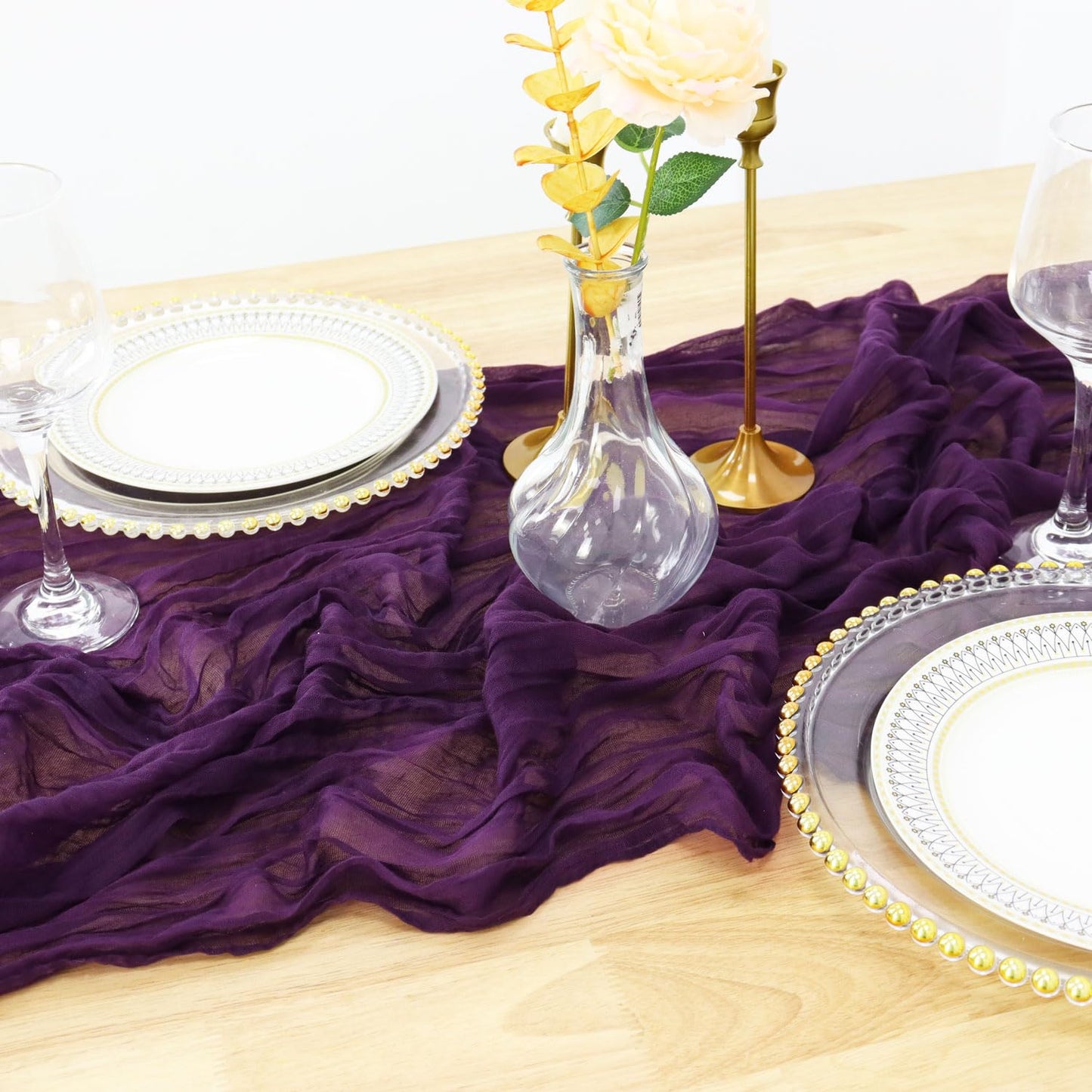 PATYDEST Purple Cheesecloth Table Runner 2 Pack 10FT Rustic Gauze Fabric Table Runners for Weddings Plum Cheese Cloth Table Runner Halloween Sheer Runner for Table Baby Shower Birthday Holiday Decor