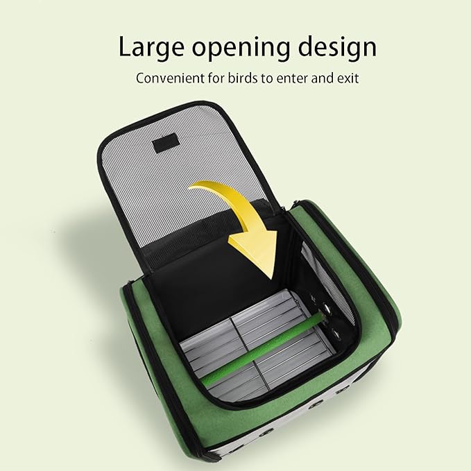 Bird Stroller Bird Backpack Carrier with Perch 14 * 11 * 16in Panoramic View with 3 Side Vents Removable Tray for Conures Parakeet Budgie (Grey)