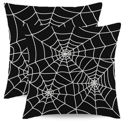 Wsunsal Halloween Pillow Covers 18x18 Inch Set of 2, Black Spider Web Decor Throw Pillows Holiday Halloween Outdoor Decorative Pillows Square Linen Cushion Covers for Home Bed Couch Sofa