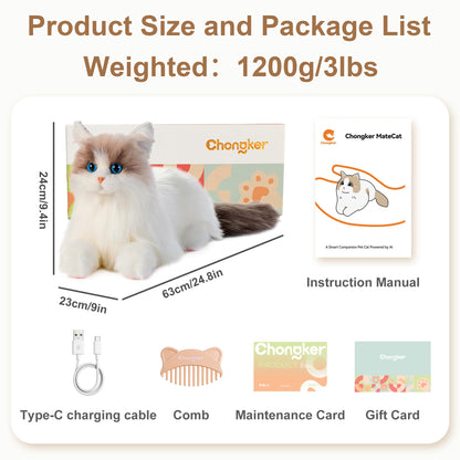 Chongker 24.8" Interactive Robot Cat Plush Stuffed Animal Interactive Pet with Touch Control, Kitten Electronic Pet Robotic Kitty Toy (Interactive Cat 1.1)