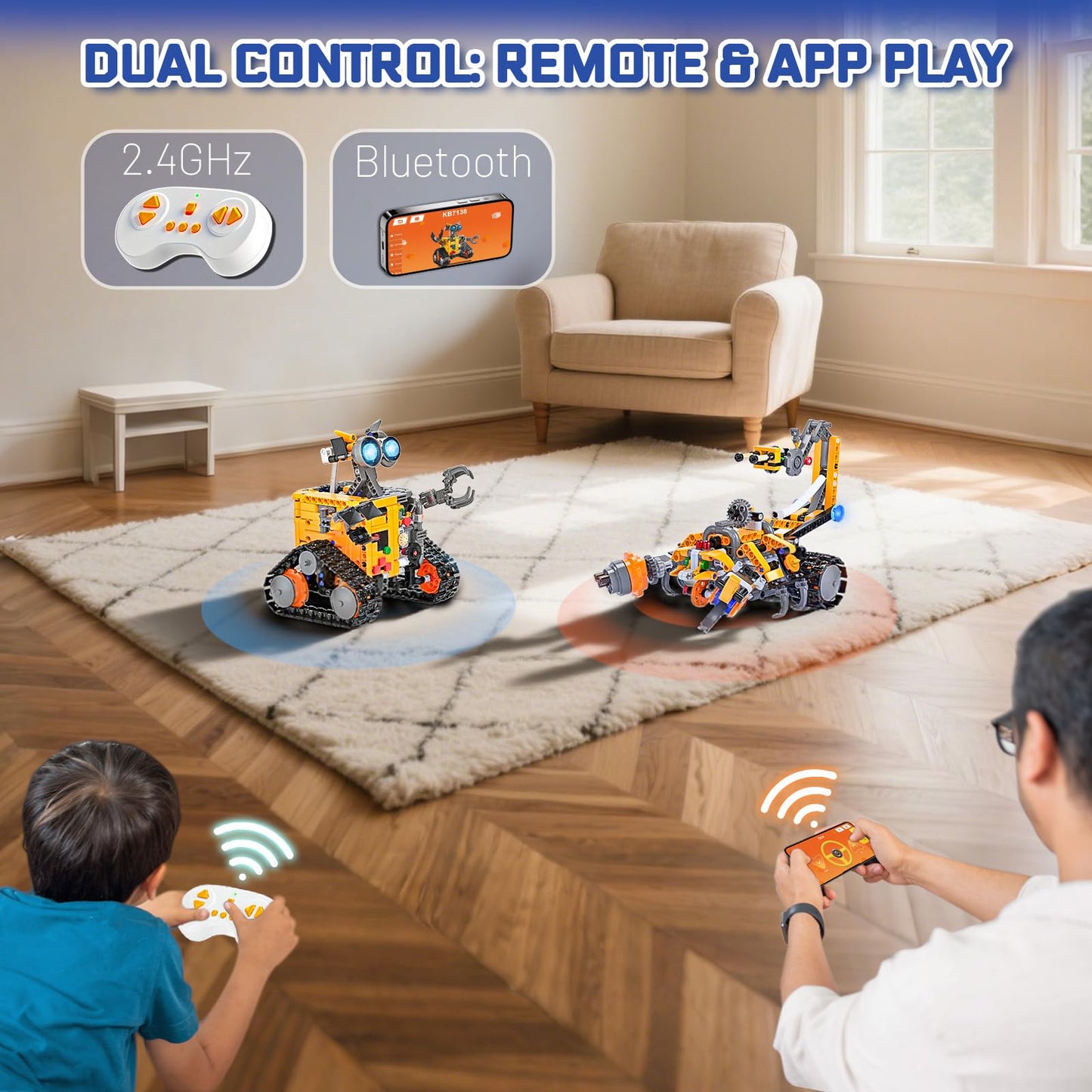 Demkia Robot Building Kit for Kids and Adults, 4-in-1 Rechargeable RC Robotics Kit with Remote & App Control, STEM Coding Toys & Science Projects, Birthday Gifts for Boys Ages 8-12+ (588 Pcs)
