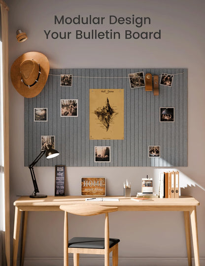 Large Felt Bulletin Board 48" x 36" Cork Board Alternative-12 Pack with 70 Safe Removable Adhesive Tabs, Cork Boards for Walls Pin Board for Home Office Classroom Felt Board-Blue Gray