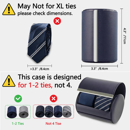YY YEARCHY Men's Necktie Travel Case, Tie Anti-Wrinkle Organizer Box - Formal Cylinder Shape (Blue)