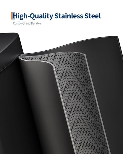 GarveeHome Stainless Steel Kitchen Trash Can, 13 Gal / 50 L Step-On Garbage Bin with Soft Close Lid, Large Rustproof Metal Trash Can for Kitchen, Black