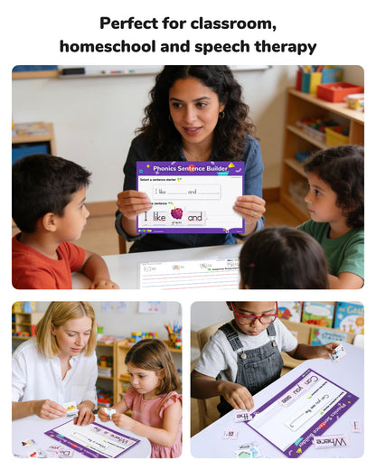 CHEFAN Sentence Building for Kids, Learn to Read & Write, Sight Words Learning Toy, Sentence Board with Writing Board, Speech Therapy for Preschool Kindergarten