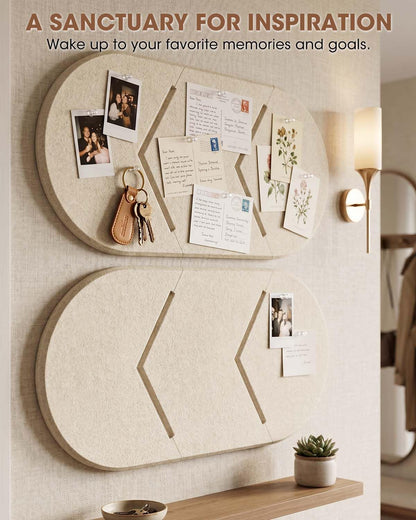Cork Board Alternative, Felt Bulletin Board for Walls, 2-Pack 23.6"x11.8" Pin Board Wall Organizer with 35 Push Pins, Adhesive Install Wall Decor for Office, Classroom, Home, Desk Accessories