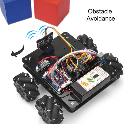 OSOYOO Omni-directinal Mecanum Wheels Robotic Car Kit for Arduino Mega2560 Metal Chassis DC Motor DIY STEM Remote Controlled Educational Mechanical DIY Coding