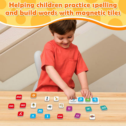 Aizweb Phonics Magnetic Letters Tiles,Hooked on Phonics Alphabet Letter Sound,Learn to Read Spelling Phonemic Awareness Speech Therapy Reading Manipulative,Preschool Pre k Classroom Materials