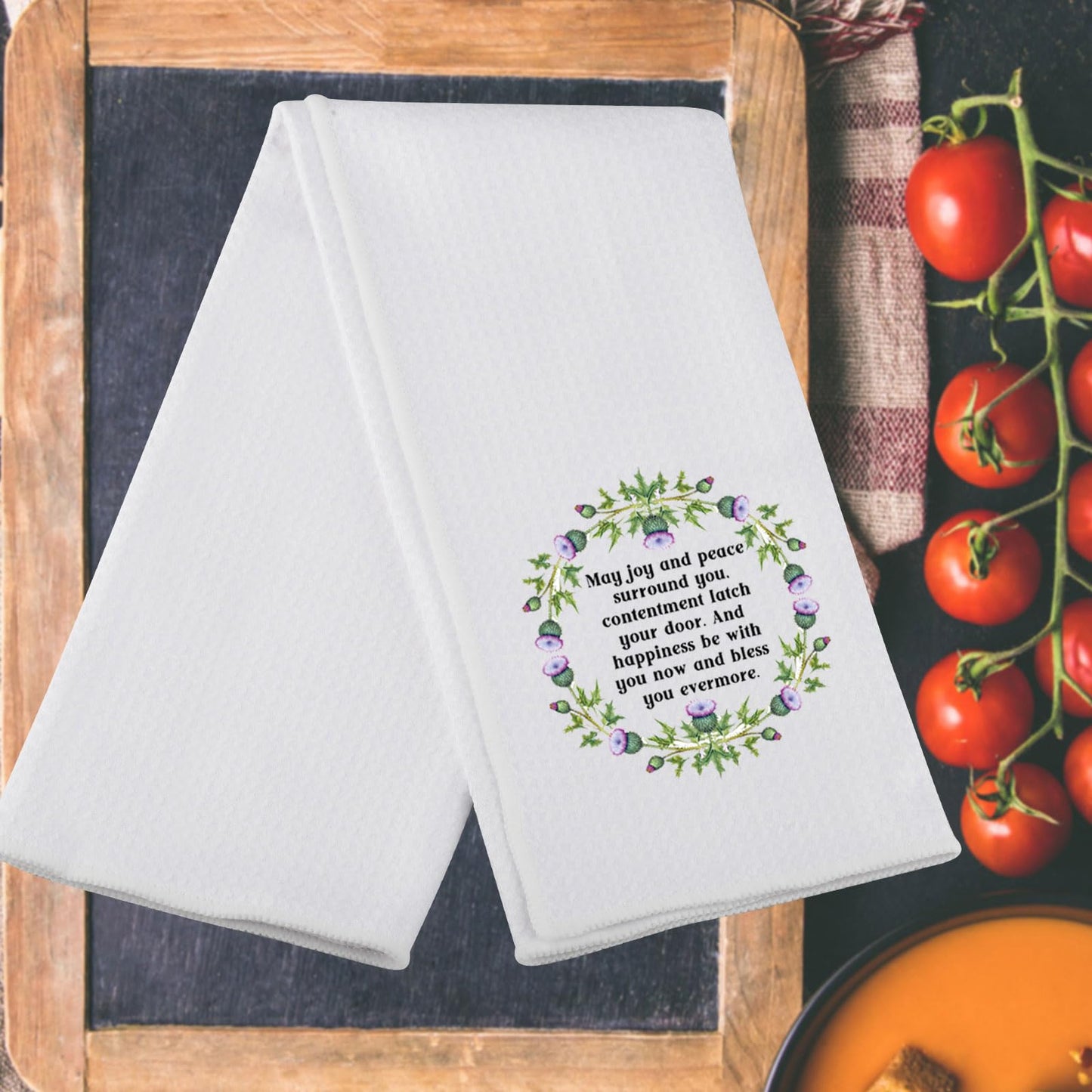 G2TUP Scottish Thistle Kitchen Towel Scottish Blessing Towels Scottish Highlander Gifts Scotland Towel Scottish Blessing Gifts (May Joy)