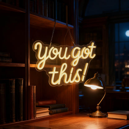 Mvorixa You Got This Neon Sign Dimmable LED Neon Light for Wall Decor, Inspirational You Got This Sign Lights for Home, Bedroom, Office, Student Dorm, Classroom, Party Decor& Motivational Gift