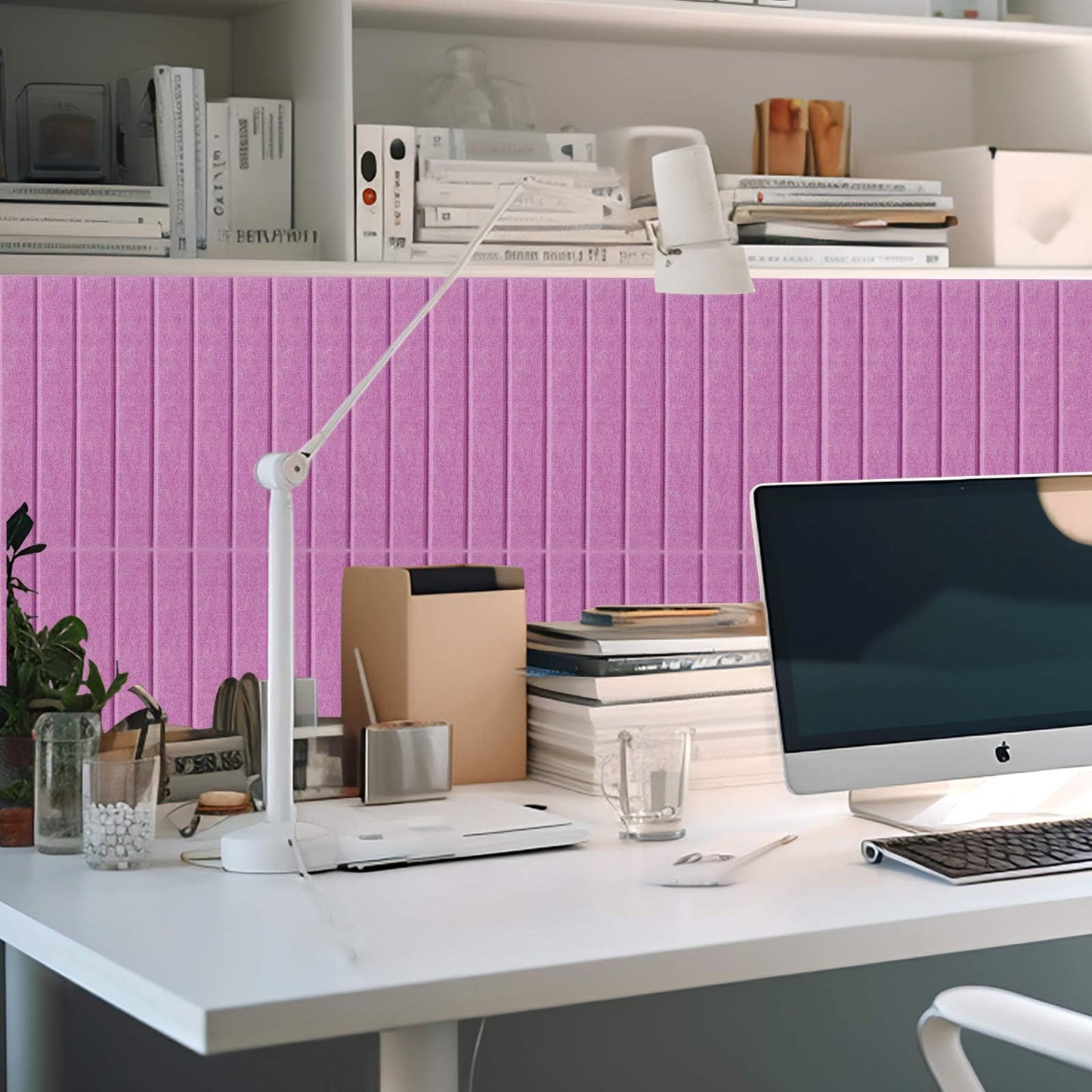 Honoson 12 Pack 48"x 36" Large Cork Board Alternative Felt Bulletin Board Wall Tiles with Safe Square Adhesive Roll Cork Tiles for Walls Home Office Classroom Back to School Pin Panels(Purple)