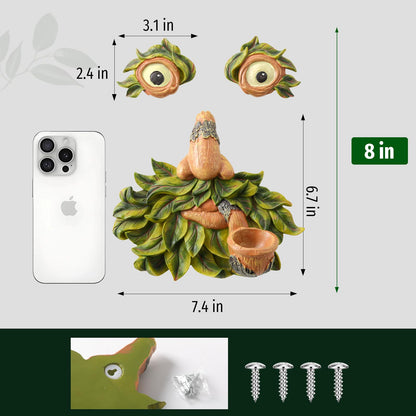Flytime Tree Face Decor Outdoor,Whimsical Outdoor Art with Bird Feeder,Tree Hugger Bark Ghost Face Decoration Funny Yard Art,Garden Creative Decoration (8 INCH)