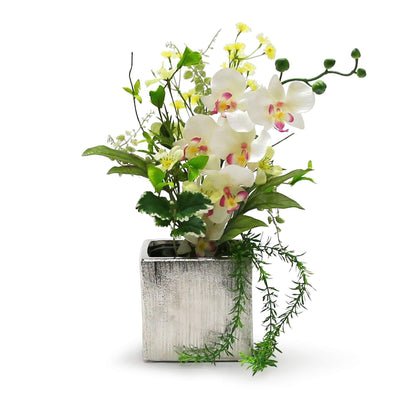 WGV Ceramic Cube Vase Width 5.5" Height 5" (Fits 5" Pot) Elegant Modern Block Square Floral Planter Terrarium Container Table Dresser for Event Accent Home Office Decor Silver Textured 1 Piece