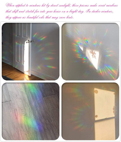 AREAWA Rainbow Window Clings, 8 PCS Bats - Non-Adhesive Prismatic Vinyl Decals, Bird Strike Deterrent for Glass, Indoor Decor, Reusable, Irregular Shaped Stickers