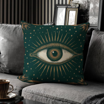 RBAFAO Gothic Floral Throw Pillow Cover, Darkly Elegant Floral Decorative Pillow Spooky Tiki Skull Flower Motif, Witchy Art Deco Pillowcase Cushion Cover for Bed Sofa Living Room (Green, 18x18inches)