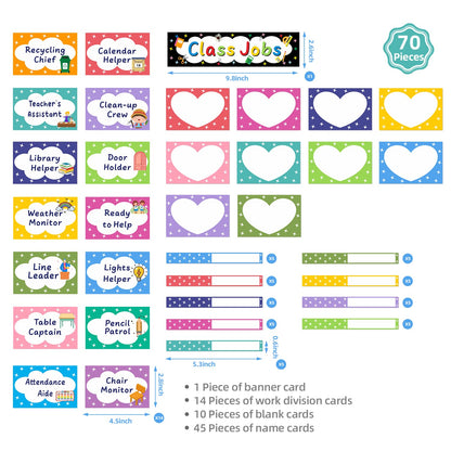 REGELETO Class Jobs Pocket Chart with 70 Colorful Dry Erase Cards and 3 Hooks,Class Management Educational Pocket Chart Teacher's Helper Size: 24.5”x21.8”inch Bulletin Board for Classroom (Black)
