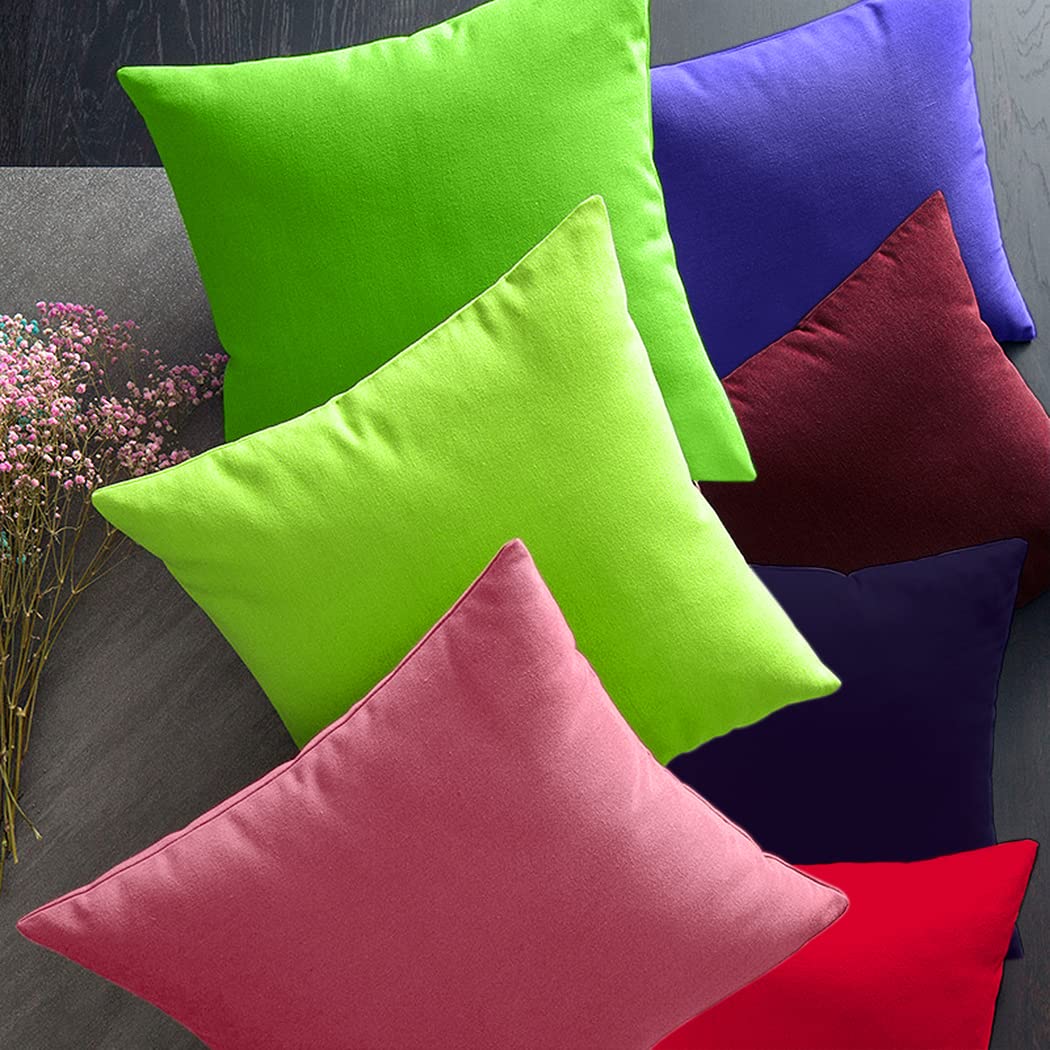 Coddsmz 4 Pack Decorative 100% Cotton Pillow Covers Square Cushion Cover Solid DIY Throw Pillowcase for Home Bed Sofa Halloween Christmas,Light Green,4 Pack-18" x 18"/45x45cm