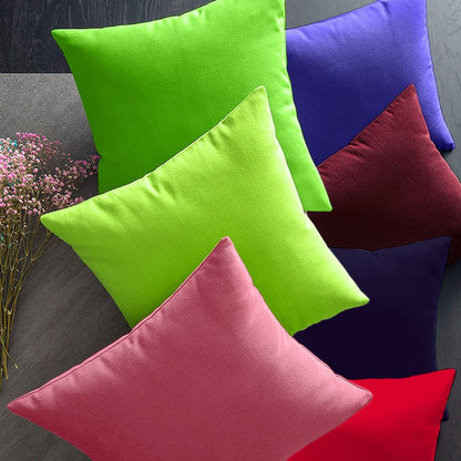 Coddsmz 4 Pack Decorative 100% Cotton Pillow Covers Square Cushion Cover Solid DIY Throw Pillowcase for Home Bed Sofa Halloween Christmas,Light Green,4 Pack-18" x 18"/45x45cm
