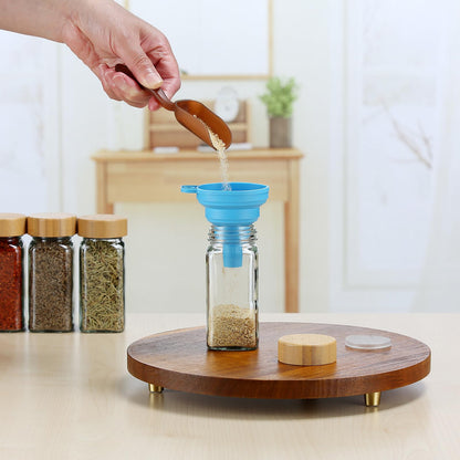 MYQYBRO 24Pcs Glass Spice Jars with Labels, 4oz Spice Containers with Bamboo Lids, Square Seasoning Containers Trial and Supplement Set for Spice Rack, Drawer, Cabinet