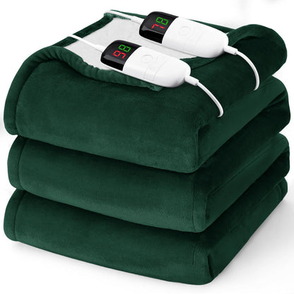 Heated Electric Blanket Queen Size - 84" x 90" Heating Blanket with Dual Control, 10 Heating Levels & 8 Hours Auto Off, Soft Warm Flannel Blanket, Christmas Birthday Gifts for Senior Grandma