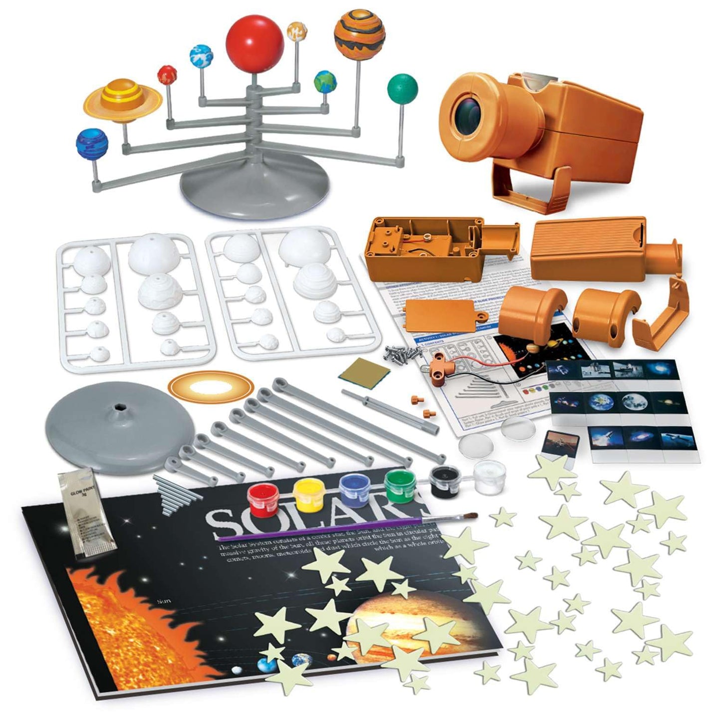 4M - STEAM Space Exploration - Build & Paint Solar System Planetarium Model, Assemble Space Toys Projector with Slides, Includes Glow Stars & Poster - Educational Science Planet Toys Kit, Kids Ages 5+