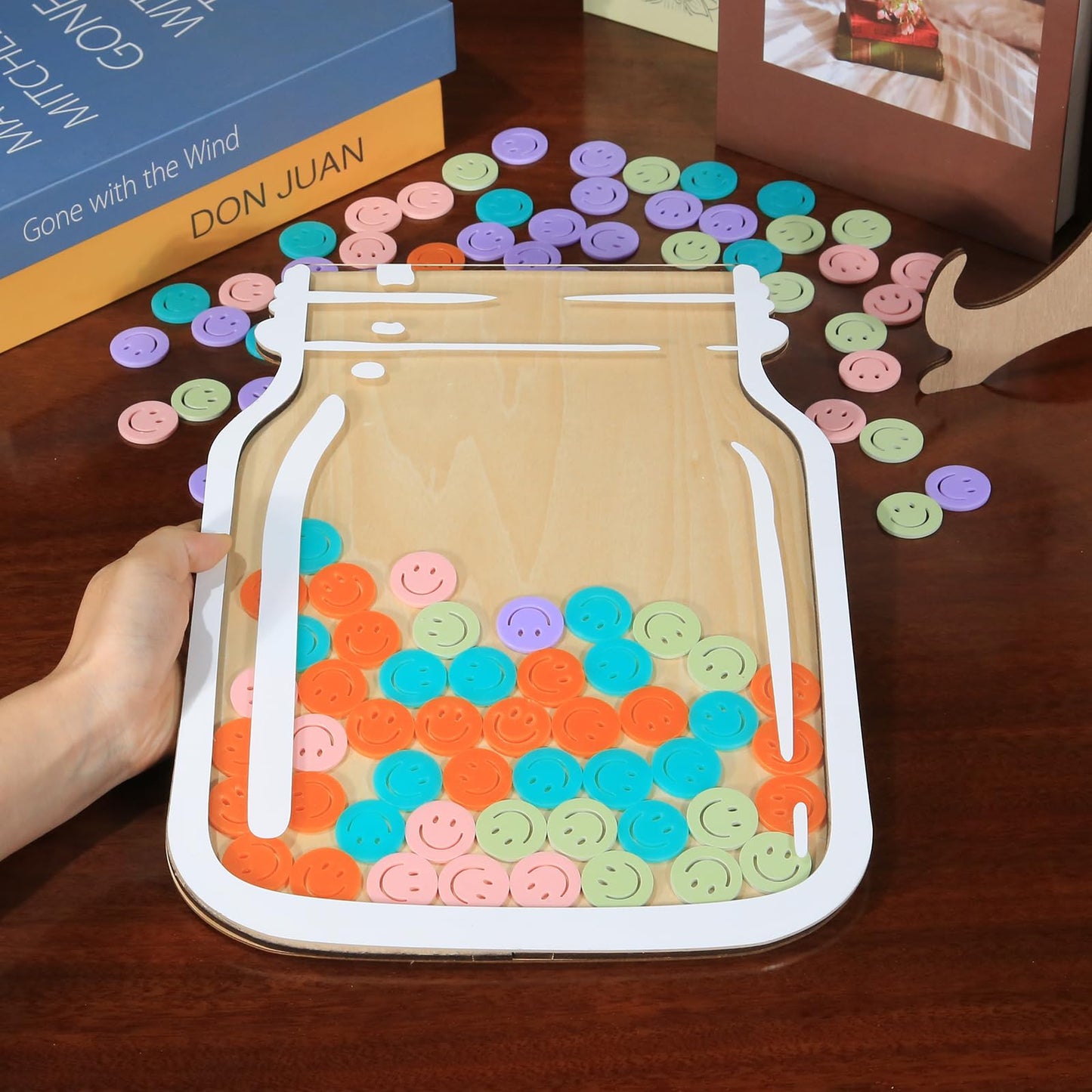 TINGKU 100 Tokens Smiley Face Classroom Reward System Magnetic Jar, Extra Large Class Reward Behavior Jar for Kids, Teacher Reward Incentive Jar for Classroom, Behavior Management Classroom Tools
