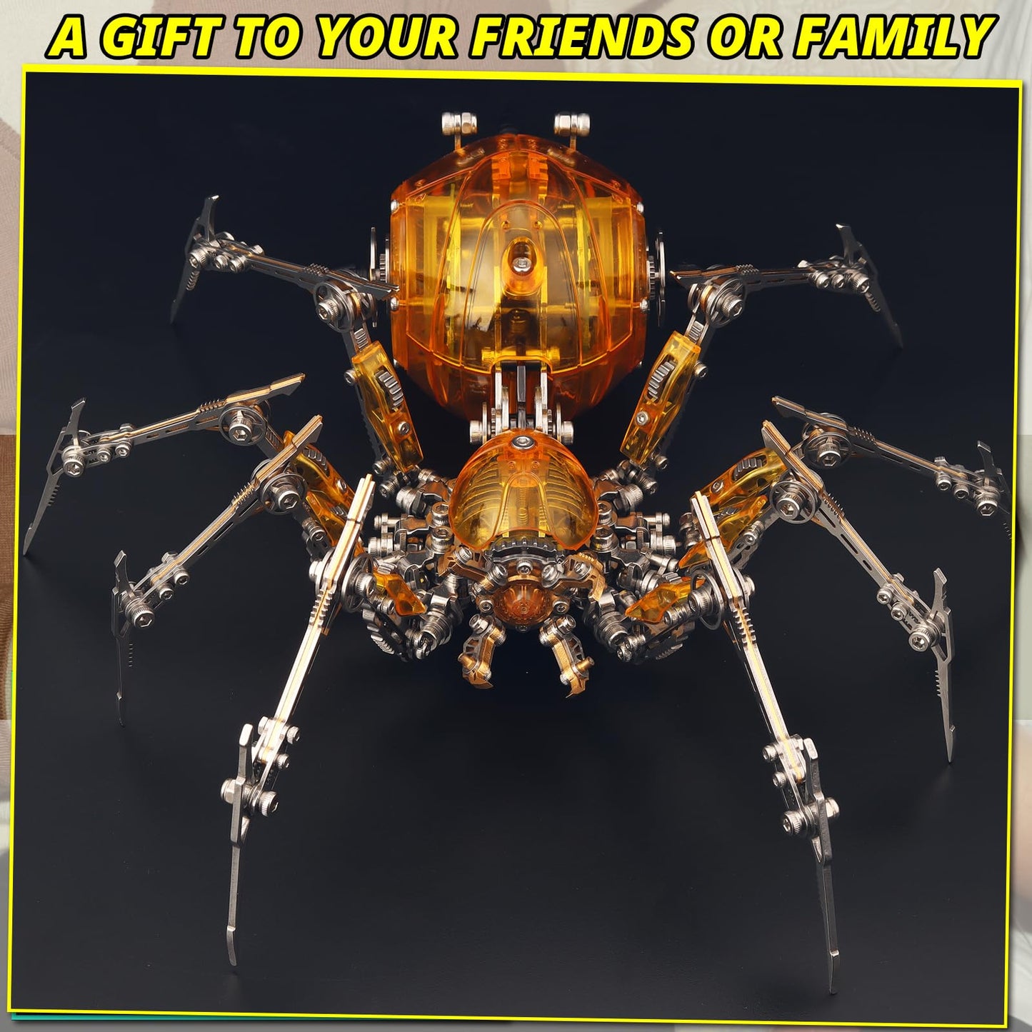 YUEZUDPO 3D Metal Puzzles for Adults, Metal 3D Puzzle DIY 3D Spider 602 Pieces Mechanical Building Kit,3D Model Kits to Build for Birthday Christmas
