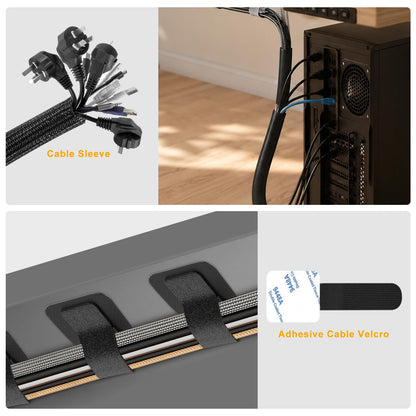 353 PCS Cable Management Kit - 1 Cable Management Box, 4 Cable Sleeve Split, 130 Adhesive Cable Clip, 17 Cable Holder, 1 Roll Cable Organizer Strap, 150 Cable Tie with 50 Mount, for Computer Desk TV