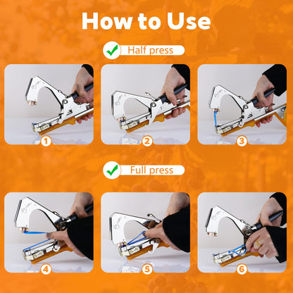 Plant Tying Machine with 20 Tapes & Staples Quick Vine Support Tool for Tomatoes Peppers Grapes Ergonomic Gardening & Farming Tool for Gardeners Farmers Includes Spare Parts & Repair Kit