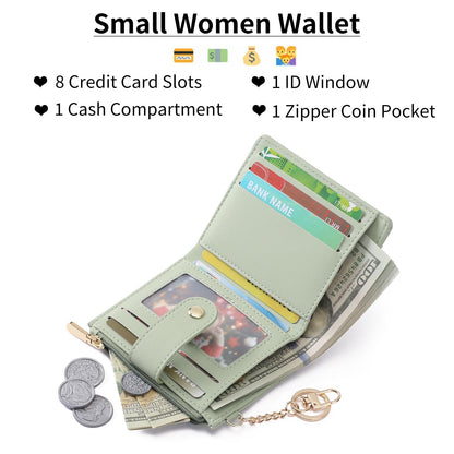 GAEKEAO Slim Wallet for Women, RFID Blocking Credit Card Holder Bifold Wallet with Zipper Coin Pocket, ID Window
